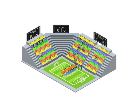 Ilustracion De Estilo Isometrico De Un Estadio De Futbol Ilustración