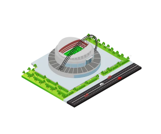 Ilustracion De Estilo Isometrico De Un Estadio De Futbol Ilustración