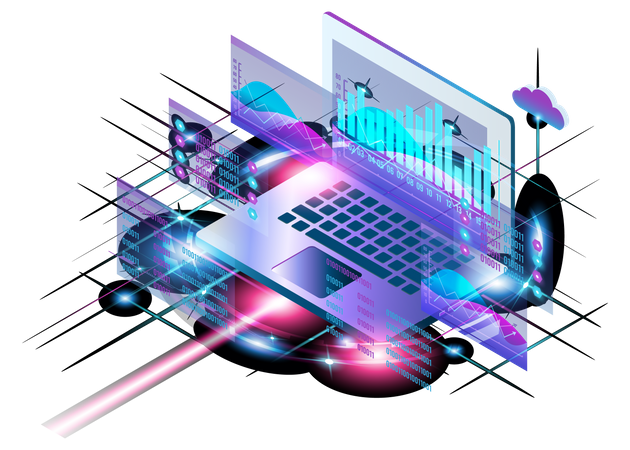 Estadísticas de datos en la nube  Ilustración