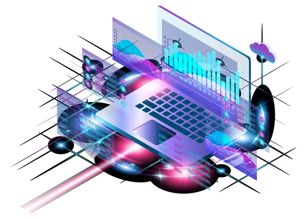 Estadísticas de datos en la nube  Ilustración