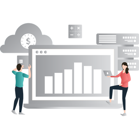 Estadísticas de datos en la nube  Ilustración