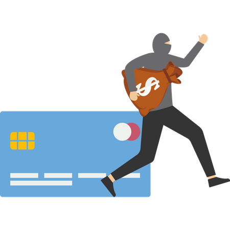 Estafador roba dinero de una cuenta con una tarjeta de crédito robada  Ilustración