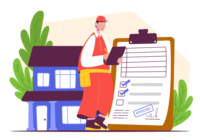 Estate Agents with House Inspection  Illustration