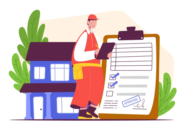 Estate Agents with House Inspection  Illustration