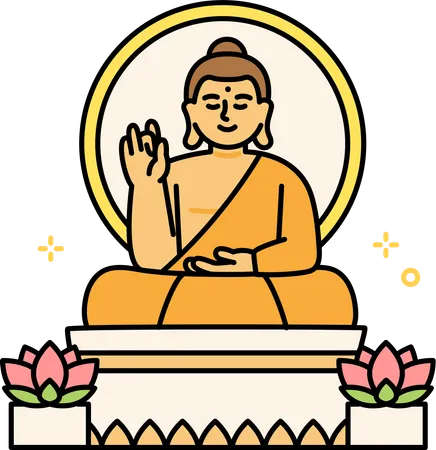 Estátua de meditação de Buda  Ilustração