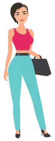 Mujer estilista con bolso  Ilustración