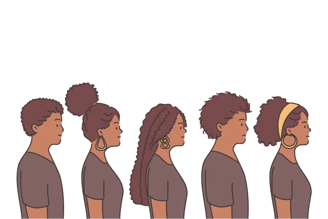 Estilo de cabelo diferente de menina  Ilustração