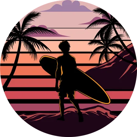 Estilo de vida surfista  Ilustración