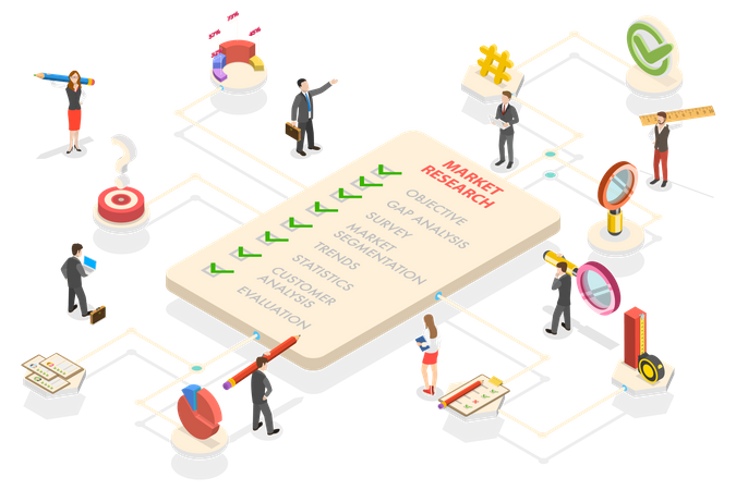 Estrategia de investigación de mercado e inversión financiera y mejora de beneficios  Ilustración