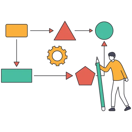 Hombre haciendo estrategia de proyecto  Ilustración