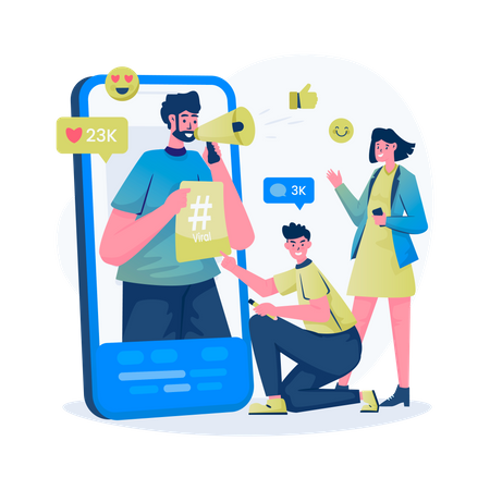 Estrategia de trabajo en equipo de marketing viral  Illustration