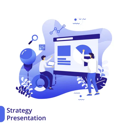 Ilustración plana de presentación de estrategia  Ilustración