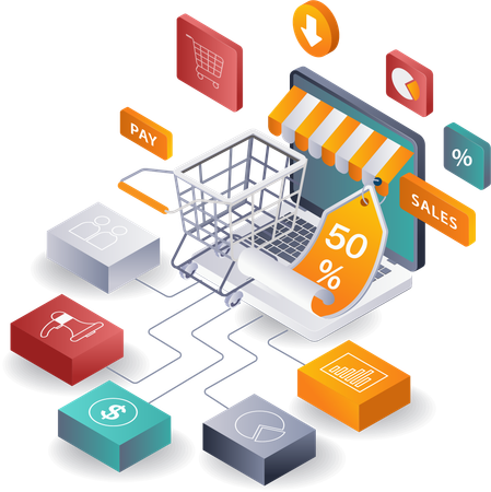 Estrategias de promoción de descuentos para el desarrollo del mercado en línea  Ilustración