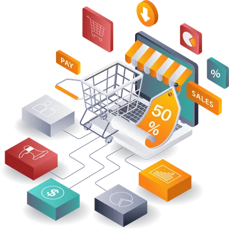 Estrategias de promoción de descuentos para el desarrollo del mercado en línea  Ilustración