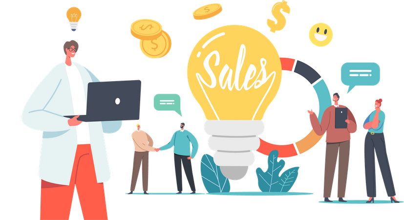 Estrategias de ventas negocios  Ilustración