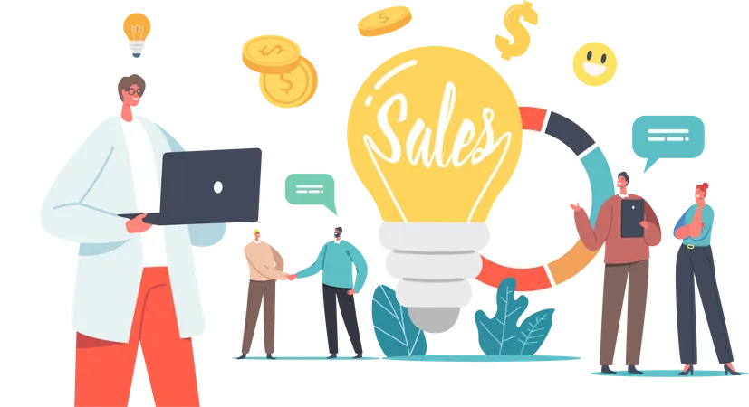 Estrategias de ventas negocios  Ilustración