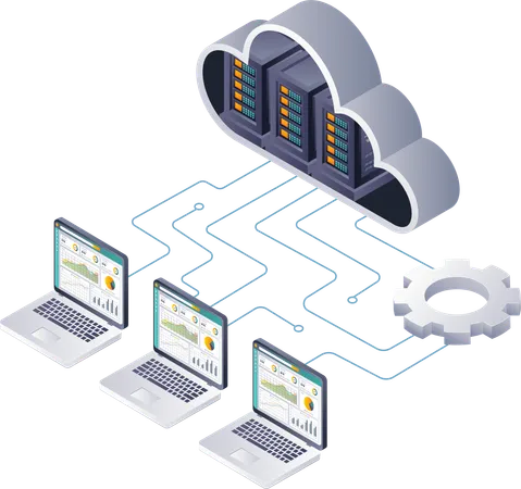 Estrategias para un análisis de datos eficaz en centros de servidores en la nube  Ilustración