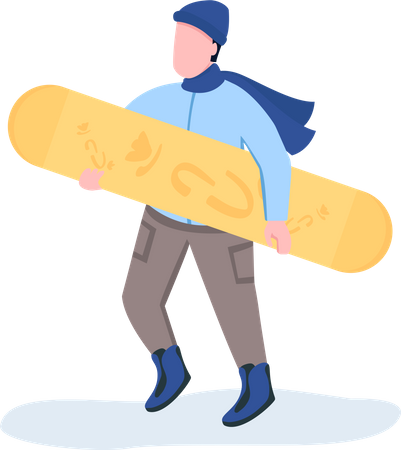 Estrella de los deportes de invierno con snowboard  Ilustración
