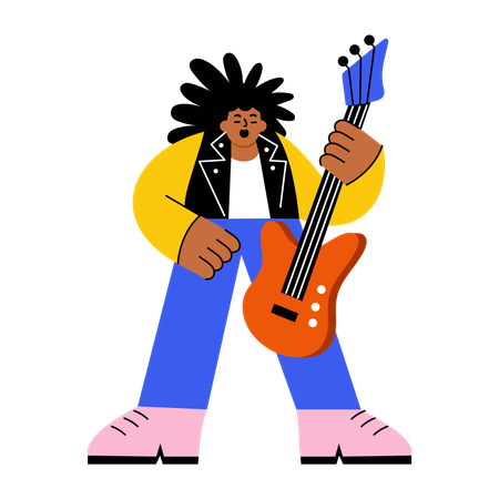 Estrella de rock tocando la guitarra  Illustration