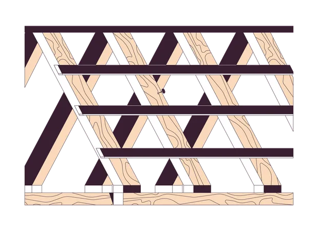 Estrutura de telhado de madeira  Ilustração