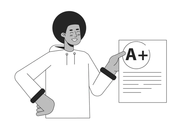 Estudante afro-americano orgulhoso  Ilustração