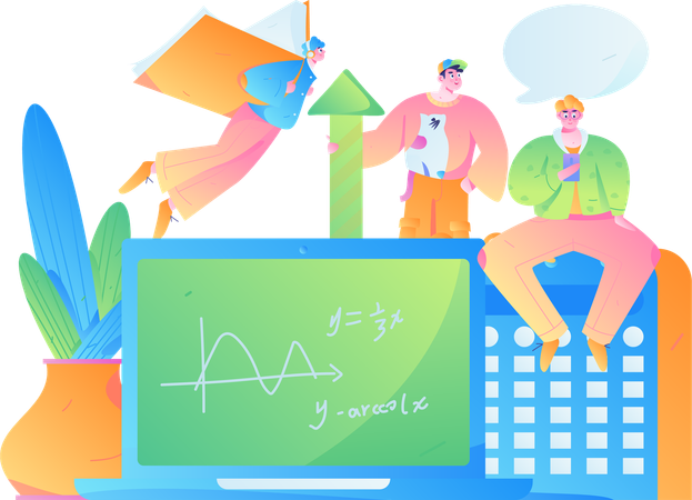 Estudante aprendendo matemática  Illustration