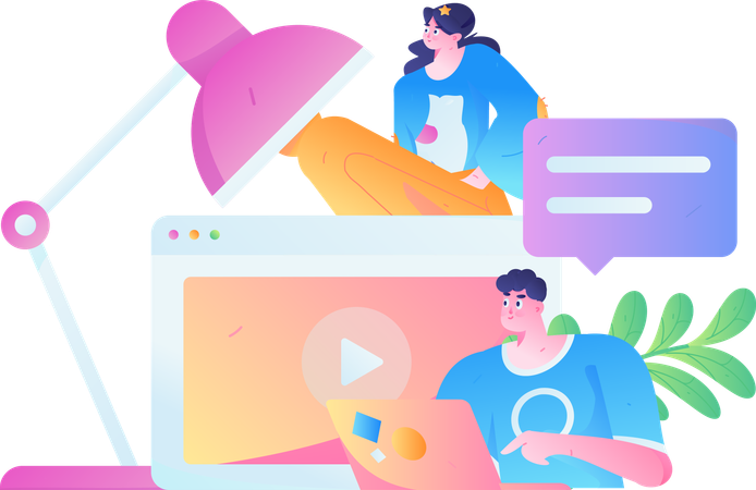 Estudante aprendendo on-line  Ilustração