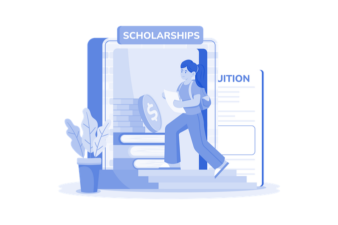 Estudante solicita bolsas de estudo para obter alguns benefícios monetários  Ilustração