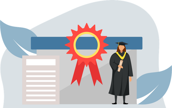 Estudante de graduação com certificado  Ilustração