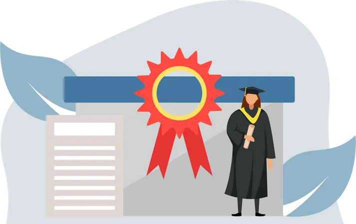 Estudante de graduação com certificado  Ilustração