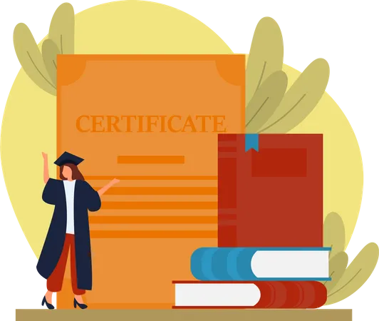 Estudante de graduação com certificado  Ilustração