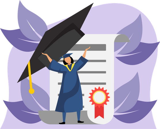 Aluno de pós-graduação e certificado  Ilustração