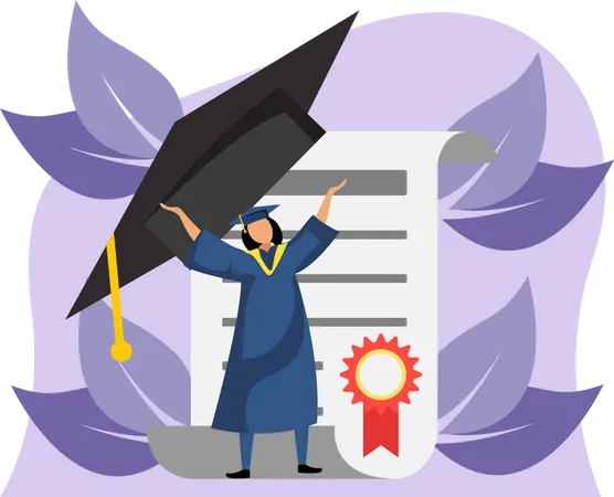 Aluno de pós-graduação e certificado  Ilustração