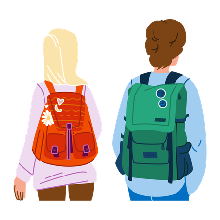 Estudante de escola com mochila  Ilustração