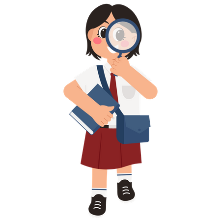 Menina da escola estudiosa  Ilustração