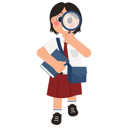 Menina da escola estudiosa  Ilustração