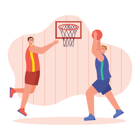 Estudante jogando basquete  Ilustração