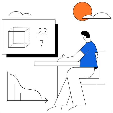 Estudante masculino fazendo problema de matemática  Ilustração