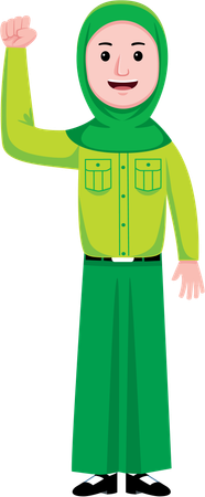 Estudante muçulmana levantando o punho  Ilustração