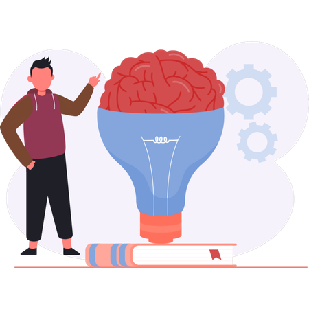 Estudante tendo ideias de estudo  Ilustração