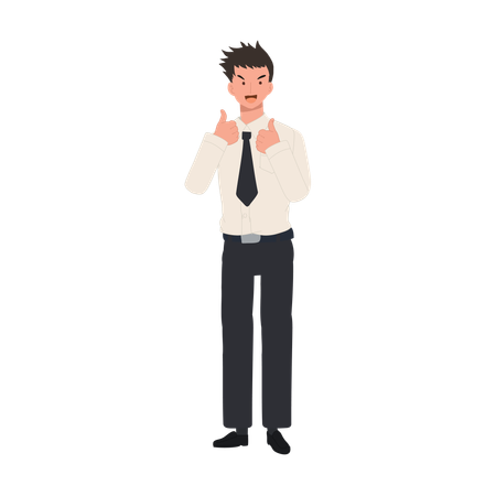 Estudante universitário mostrando o polegar para cima  Ilustração