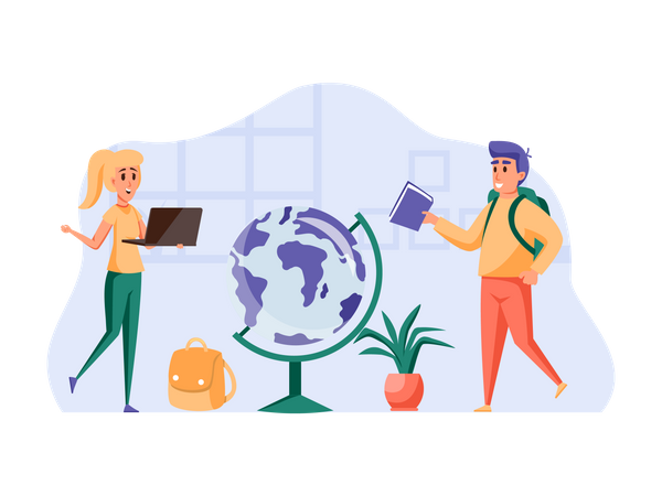 Alunos aprendendo on-line  Ilustração