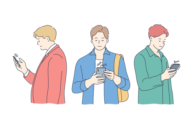 Os alunos estão conversando no celular  Ilustração