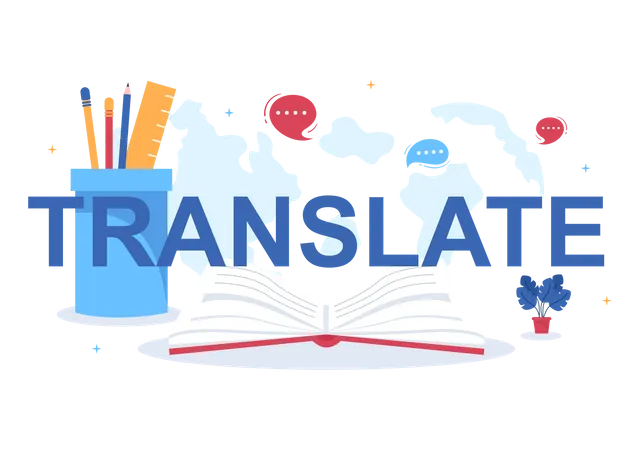 Estudiar traducción de idiomas multilingües.  Ilustración
