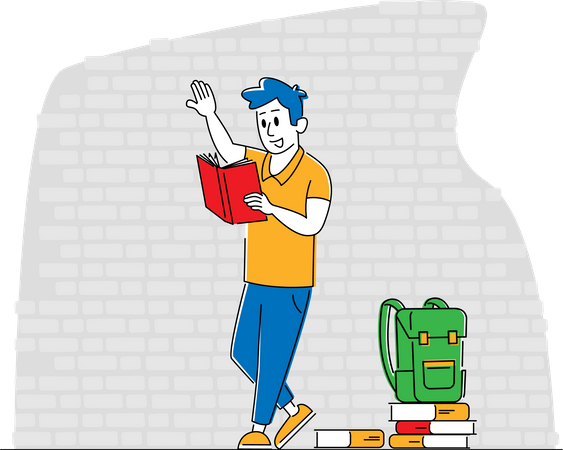 Estudiante adquiriendo conocimientos  Ilustración