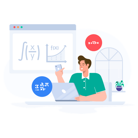 Estudiante aprendiendo matemáticas  Ilustración