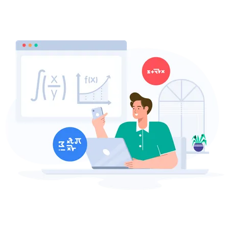 Estudiante aprendiendo matemáticas  Ilustración