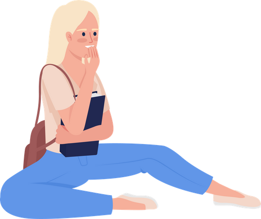 Estudiante con libro y mochila.  Ilustración