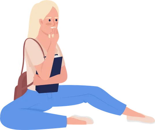 Estudiante con libro y mochila.  Ilustración