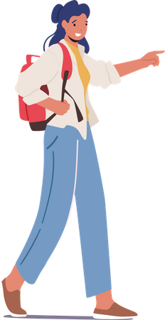 Estudiante con mochila caminando  Ilustración